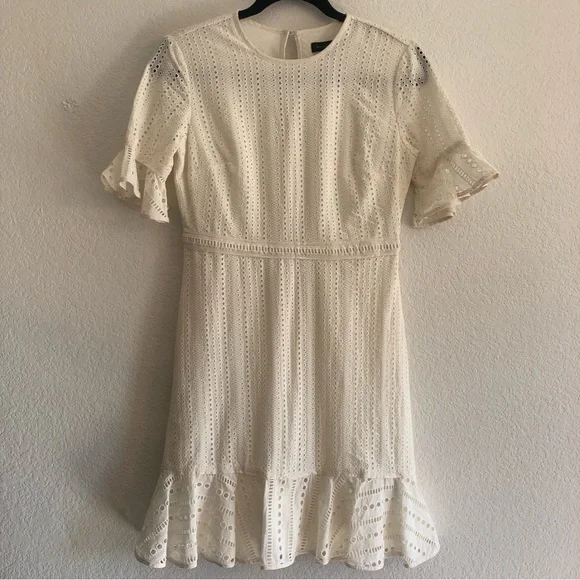 Banana Republic White Eyelet Ruffle Lace Dress